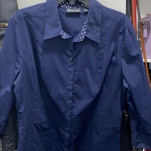 Navy blue button down blouse